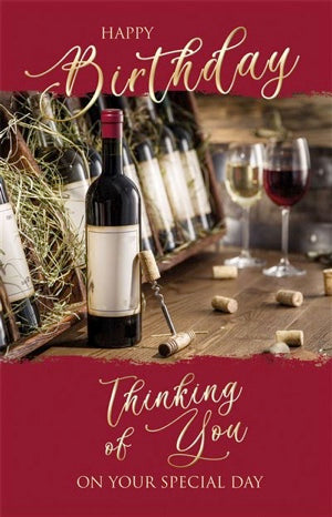 Open Male Greeting Card - Red Wine