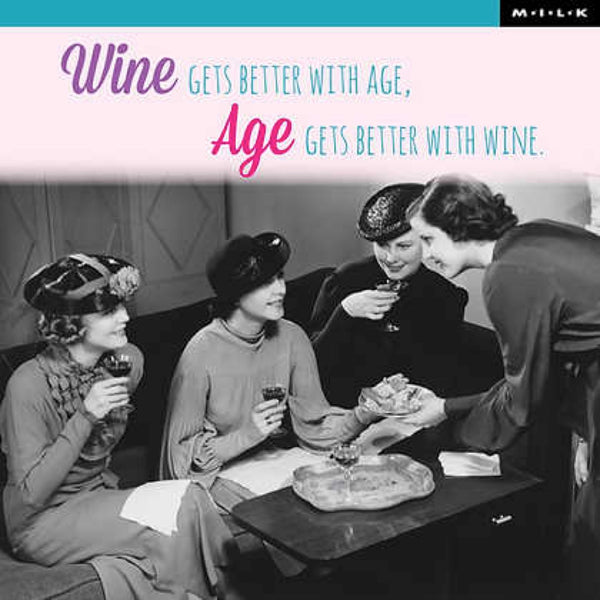 4 Ladies Drinking Wine Greeting Card - BLANK