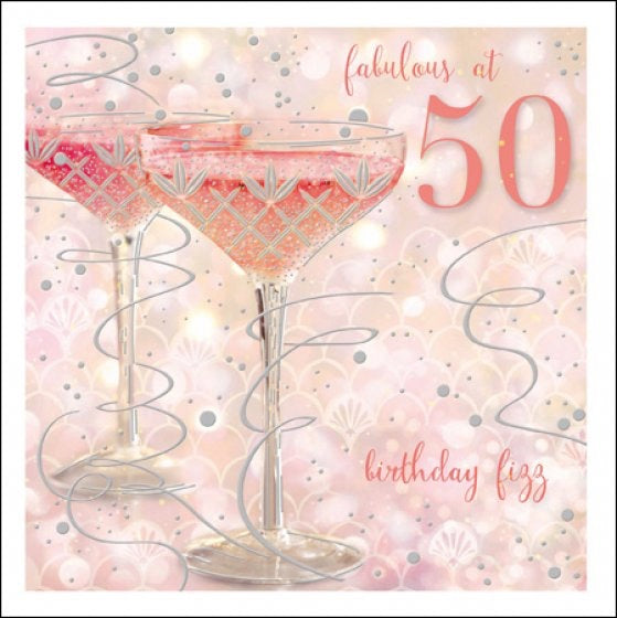 50th Birthday Card - Champagne