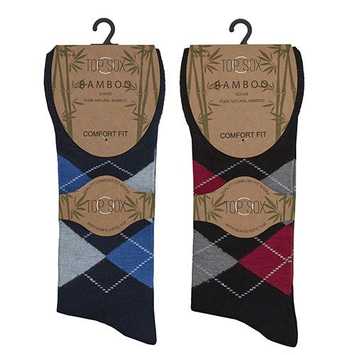 Mens Bamboo Non Elastic Argyle Socks