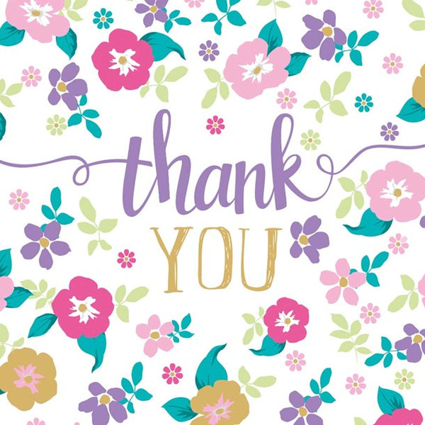 5 Mini Notelets - Thank You - Flowers