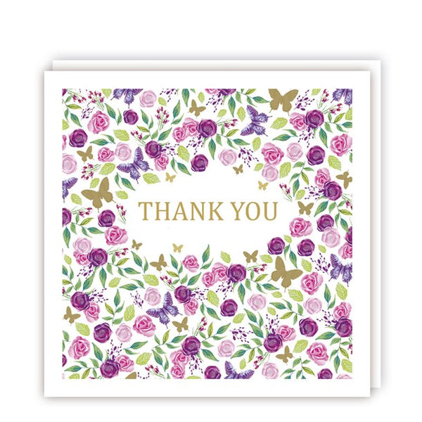 5 Mini Notelets - Thank You - flowers/Butterflies