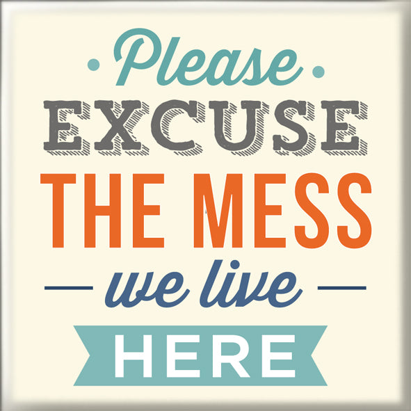 Please Excuse The Mess We Live Here Fridge Magnet