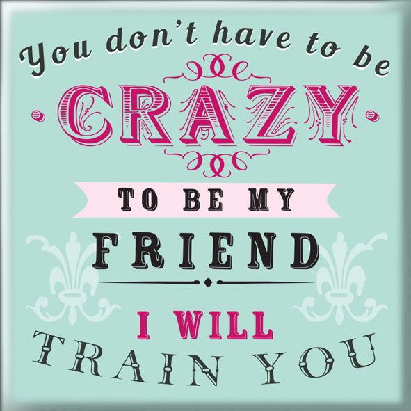 You Don't Have To Be Crazy To Be My Friend Fridge Magnet