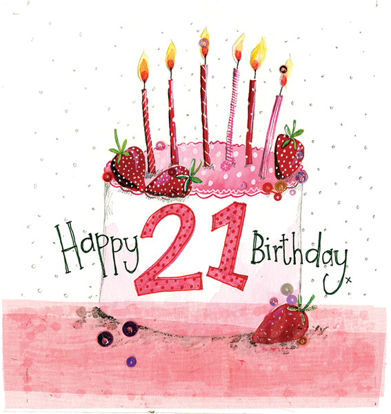 21st BIRTHDAY CAKE SPARKLE CARD