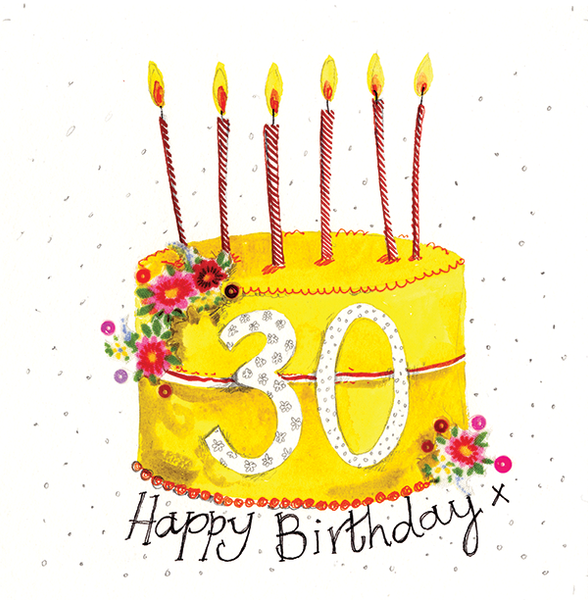 30th BIRTHDAY CAKE SPARKLE CARD