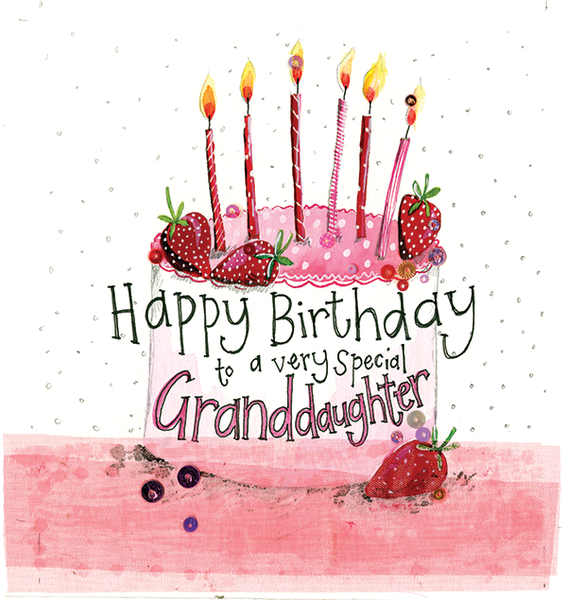 GRANDDAUGHTER CAKE BIRTHDAY SPARKLE CARD