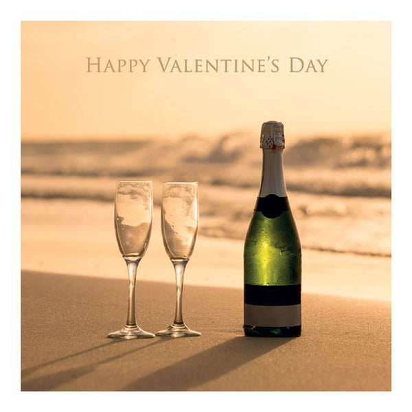 Valentine's Card - champagne on Beach