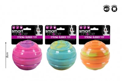 TIE DYE RUBBER BALL DOG TOY ASSORTED COLOURS