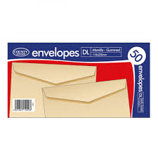 50 Manilla Gummed Envelopes 110 x 220mm DL