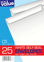 C5 White Self Seal Envelopes x25