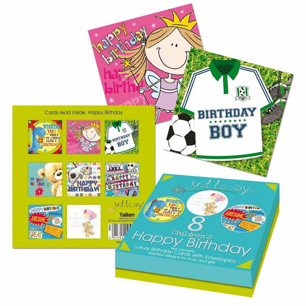 8 Mixed Happy Birthday Cards - Children's Assorted