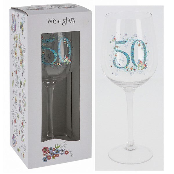 Doodleicious 50th Wine Glass