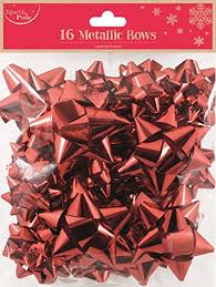 16 Metallic Gift Bows Red