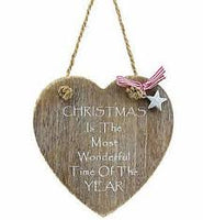 Wooden Christmas Heart Hanging Plaque