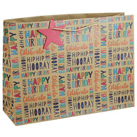 Hip Hip Hooray Kraft Birthday Gift Bag Shopper