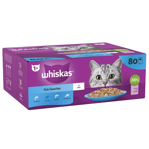 Whiskas 1+ Cat Pouches Fish Favourites In Jelly 80x85g