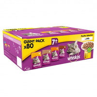 Whiskas 7+ Senior Cat Pouches Poultry Feasts In Jelly Giant Pack 80x85g