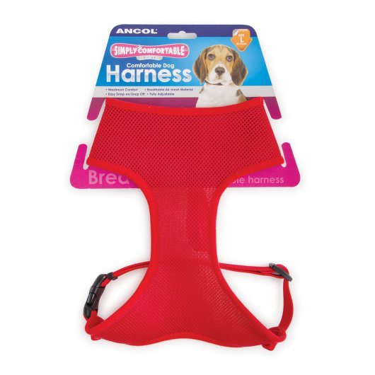 Comfort Mesh Dog Harness Red Medium