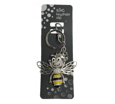 BLING BUMBLE BEE KEYRING WITH KEYCHAIN & CLIP