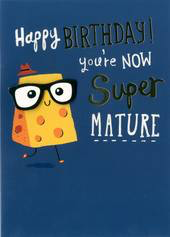 Birthday Card - Cheese with Glasses & Hat- Blank