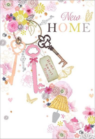 FLORAL KEYS NEW HOME GREETING CARD