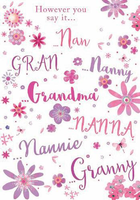 Gran/Granny/Nan/Nanny,Nanna Birthday Card
