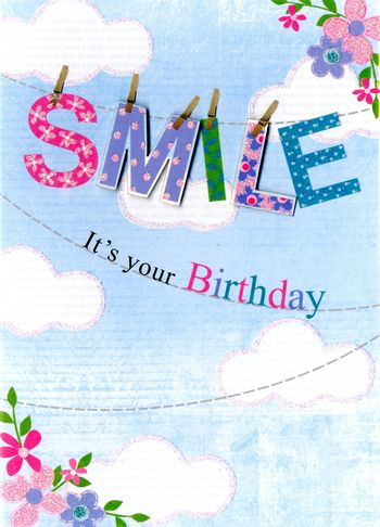 Birthday Greeting Card - Open - SMILE Line - BLANK