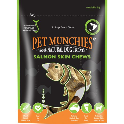 Pet Munchies Large Salmon Skin Chews 125g