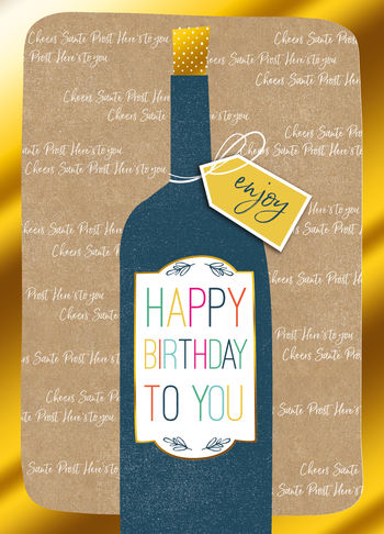 Birthday Greeting Card - Open - Wine Bottle BLANK