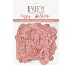BIRTHDAY ROSE GOLD GLITZ SCRIPT "HAPPY BIRTHDAY"