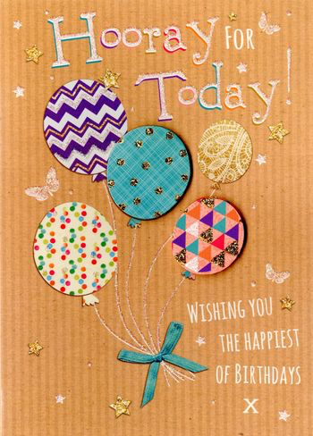 Birthday Greeting Card - Balloons - BLANK