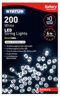 200 Super Bright Fairy Lights -  White - Timer - Battery