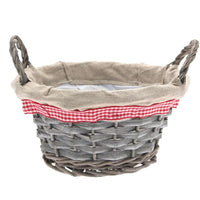 Round Grey-wash with Ears & Gingham Ribbon (H10cm)