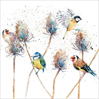 Greeting Card -Birds and Teasels- Blank
