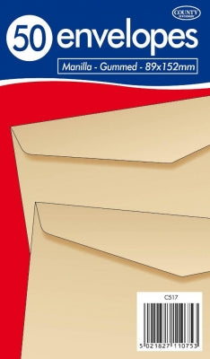50 Manilla Envelopes 89 x 152mm