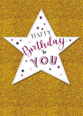 Greeting Card - Happy Birthday to You - Star on Glitter