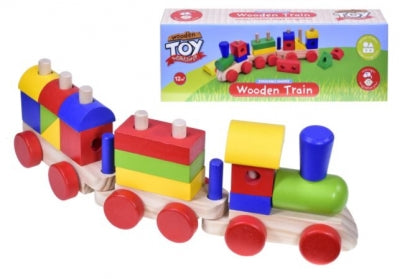 WOODEN BLOCKS TRAIN AND CARRIAGE PUZZLE 12m+