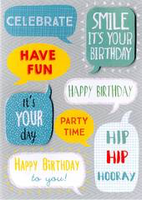 Birthday Greeting Card - Open - Birthday Wording Bubbles - BLANK