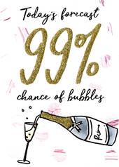 Greeting Card - Forecast, Chance of Bubbly- Blank