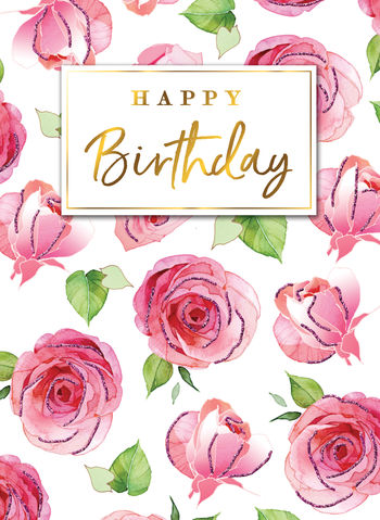 Birthday Greeting Card - Pink Roses