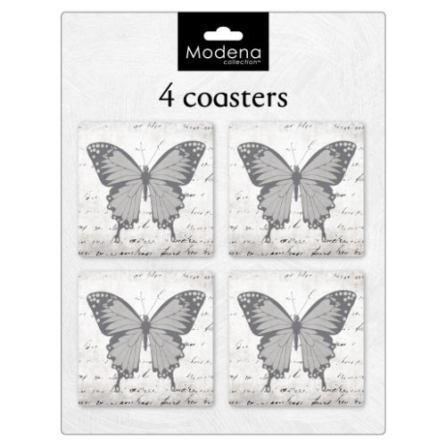 Modena Butterfly Coasters 4 Pack