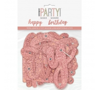 BIRTHDAY ROSE GOLD GLITZ SCRIPT "HAPPY BIRTHDAY"