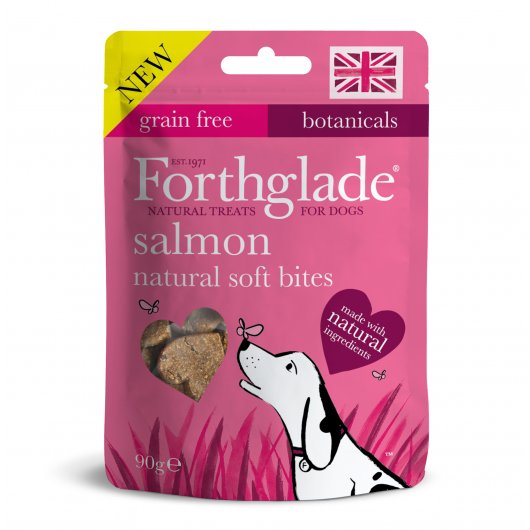 Forthglade Dog Hand Baked Grain Free Soft Bite Treats Salmon With Botanicals 90g