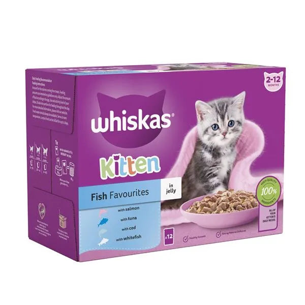 Whiskas 2-12mths Cat Pouches Fish Favourites In Jelly 12x8