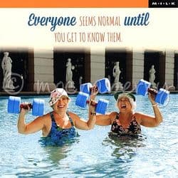 2 Ladies Exercising In Pool Greeting Card - BLANK