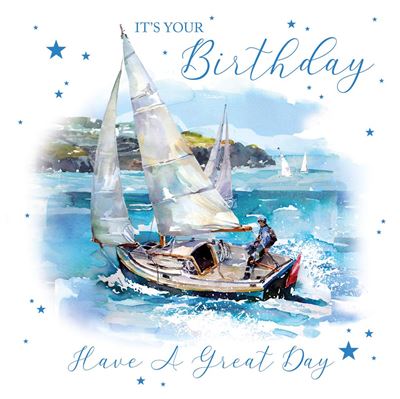 Open Male Birthday Card - Boating
