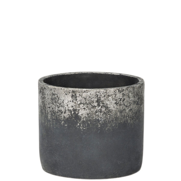 Metallic Fade Silver Cylinder Plant Pot 18cm