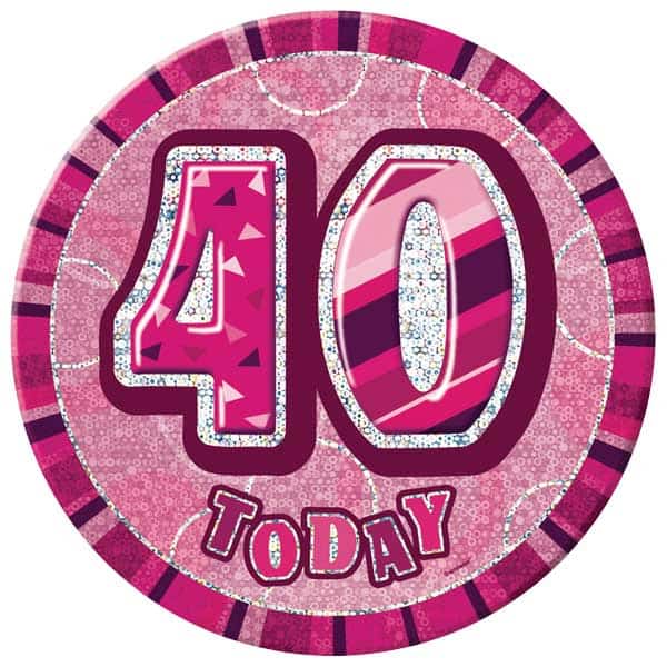 Birthday Badge - Age 40 - Assorted Designs