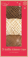 Set Of 3 Natural Raffia Ribbon